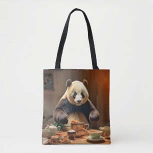 Panda Bear Animal Fun Cooking Kitchen Happy Time Tote Bag