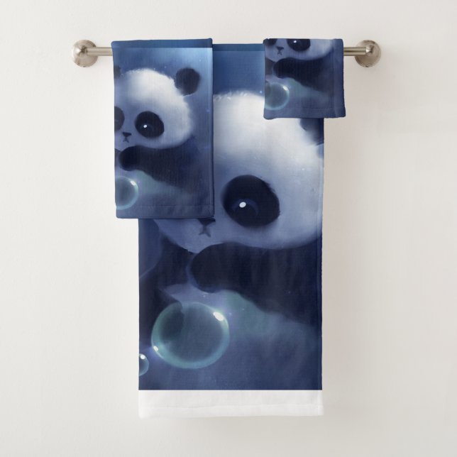 Panda Bear Art Bathroom Towel Set (Insitu)
