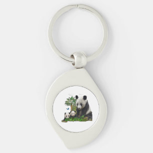 Panda bear art key ring