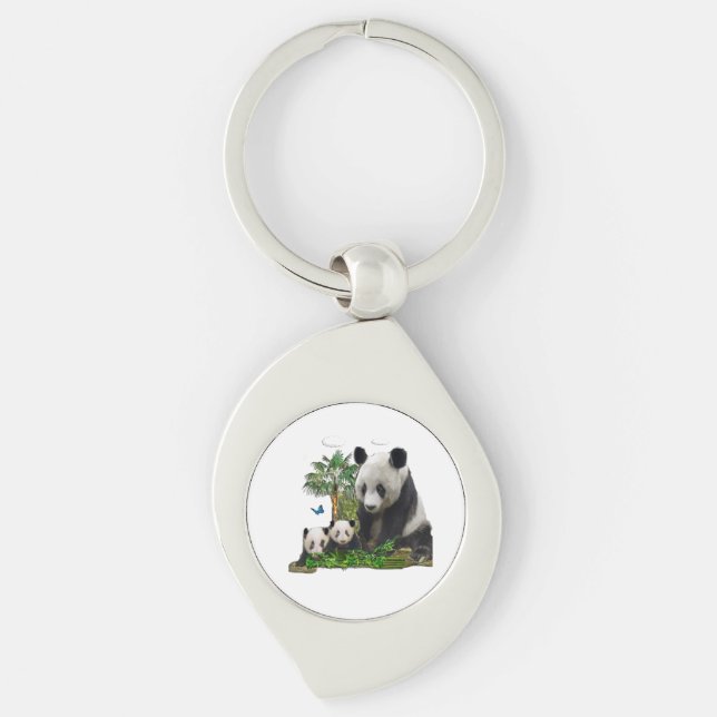 Panda bear art key ring (Front)