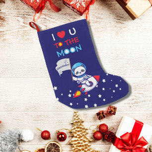 Panda bear astronaut space rocket cute kawaii kids small christmas stocking