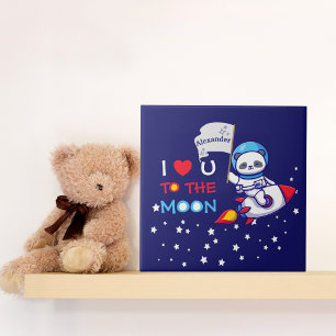 Panda bear astronaut space rocket cute kawaii kids tile