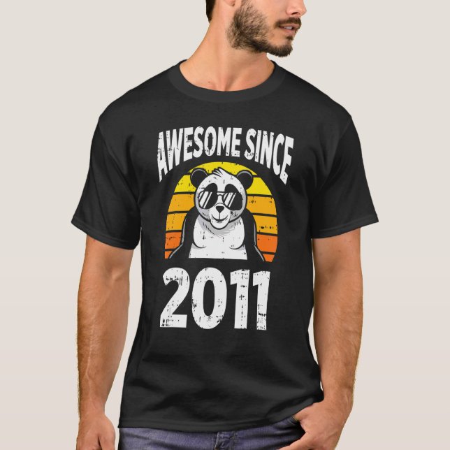 Panda Bear Awesome Since 2011 11th Birthday 11 Yea T-Shirt (Front)