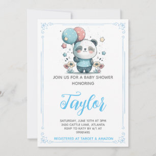 Panda Bear Baby Shower Invitation