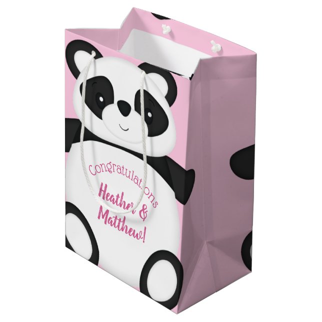 Panda Bear Baby Shower Medium Gift Bag (Back Angled)