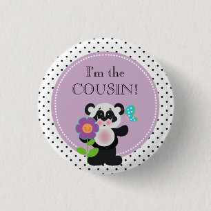 Panda Bear Baby Shower Party I'm the Cousin Button