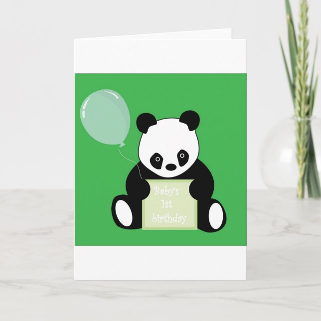 Panda Bear Babys 1st Birthday Card (Front)