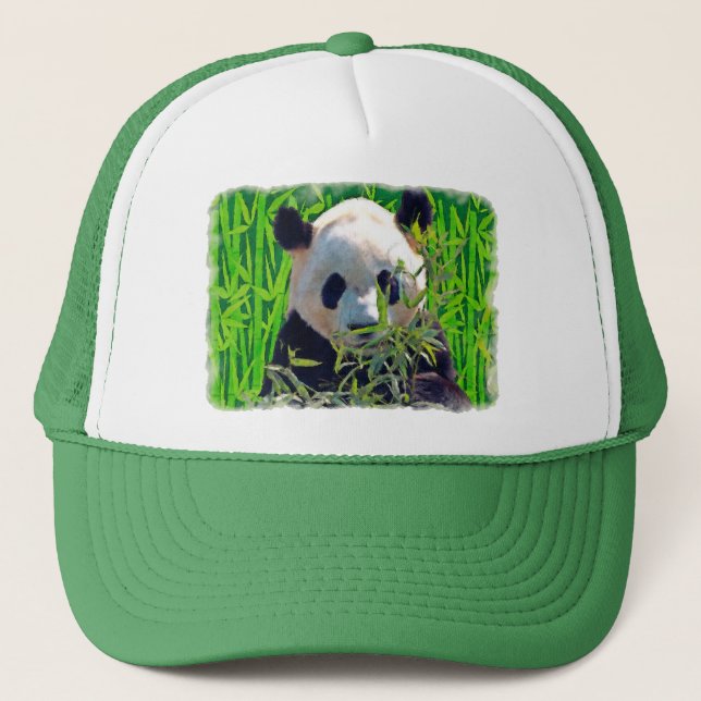Panda Bear & Bamboo Wildlife Art Trucker Hat (Front)