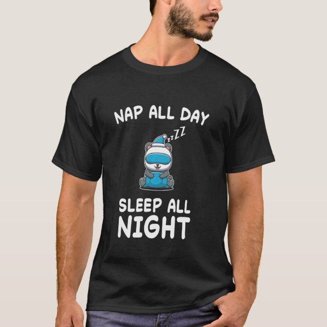 Panda Bear Bears Nap Sleeping Pajama Nightgown T-Shirt (Front)