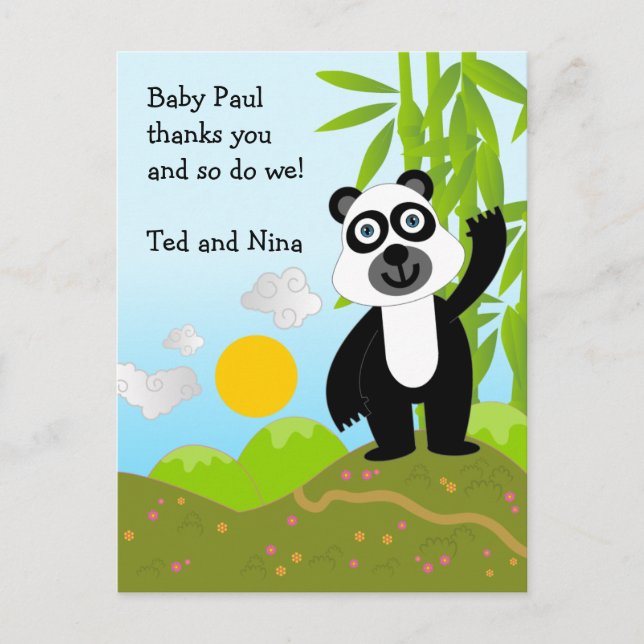Panda bear Birthday Thank You note Postcard (Front)