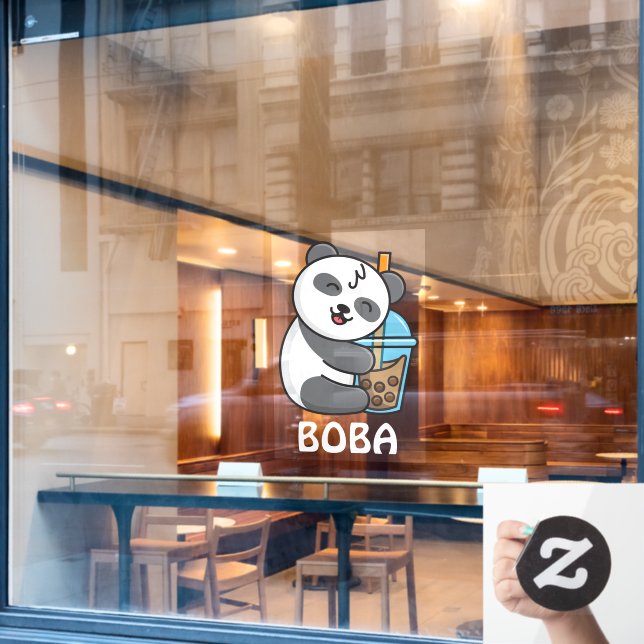 Panda Bear Boba Tea Bubble Drink Advertisement  (Cafe Window)