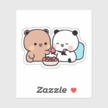 Panda bear, bubu and dudu eat strawberries