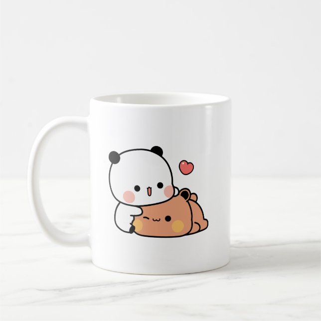 Panda bear, bubu and dudu hugs love   coffee mug (Left)