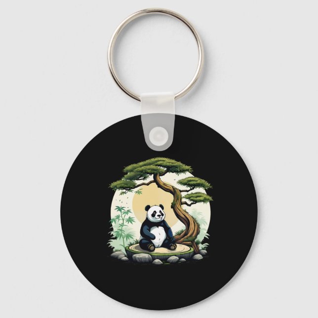 Panda Bear Buddha Zen Yoga Meditation Idea  Key Ring (Front)