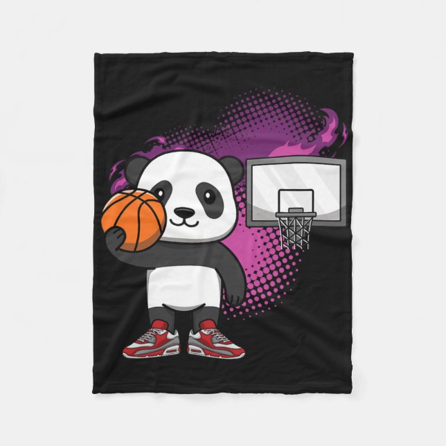 Panda Bear Bysketbyll Player Animal Lover Hoops Dr Fleece Blanket (Front)