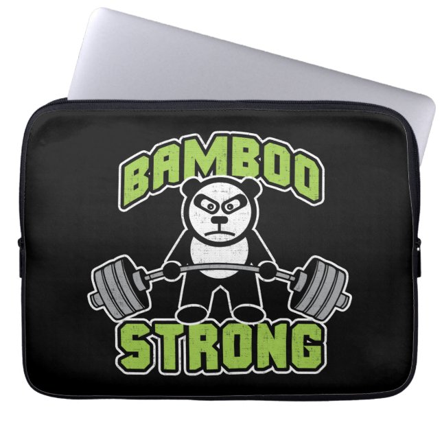 Panda Bear Cartoon - Bamboo Strong - Deadlift Laptop Sleeve (Front)