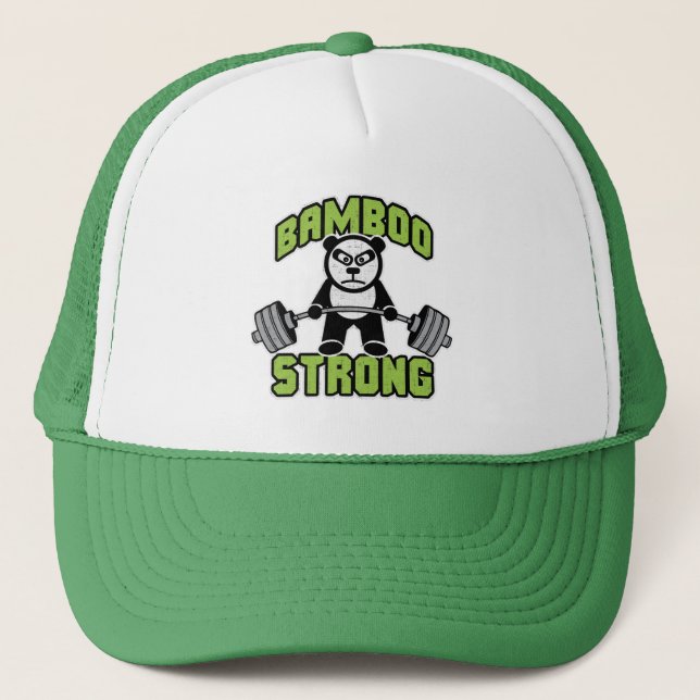 Panda Bear Cartoon - Bamboo Strong - Deadlift Trucker Hat (Front)