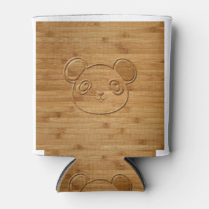 Panda Bear Carved Bamboo Print Can Cooler