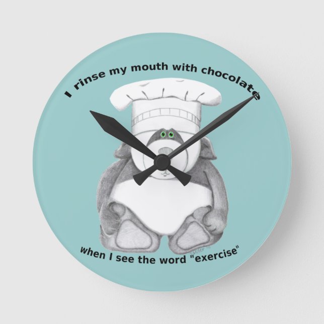 Panda Bear Chef Chocolate Round Clock (Front)