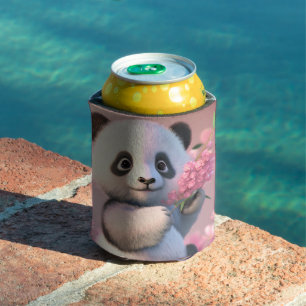 Panda Bear Cherry Blossom Personalise Name  Can Cooler