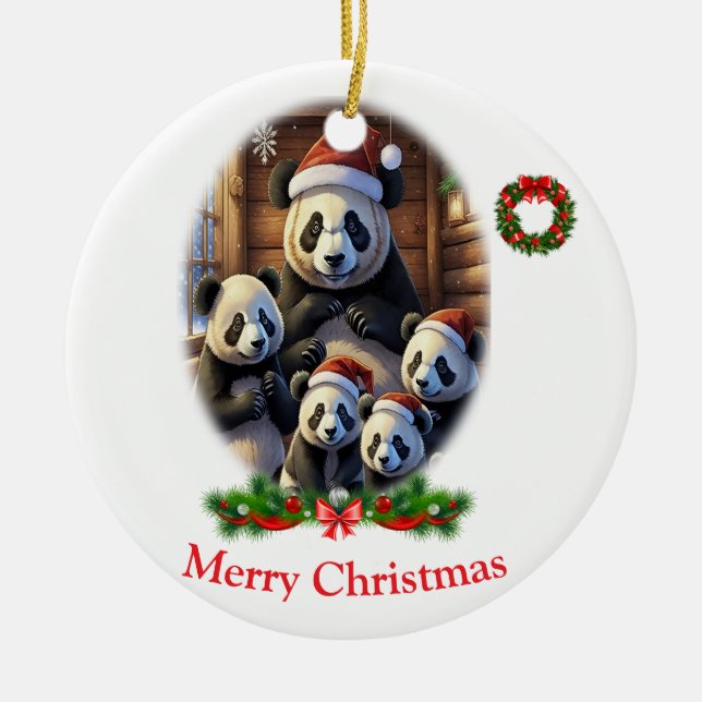 Panda Bear Christmas Ceramic Tree Decoration (Front)