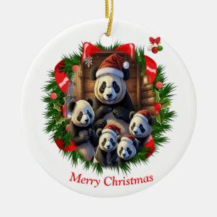 Panda Bear Christmas  Ceramic Tree Decoration