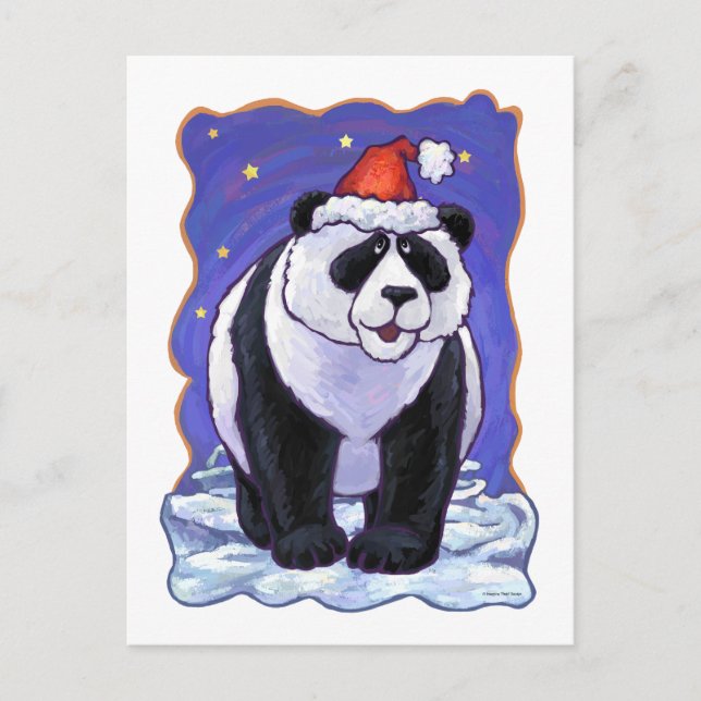 Panda Bear Christmas Holiday Postcard (Front)