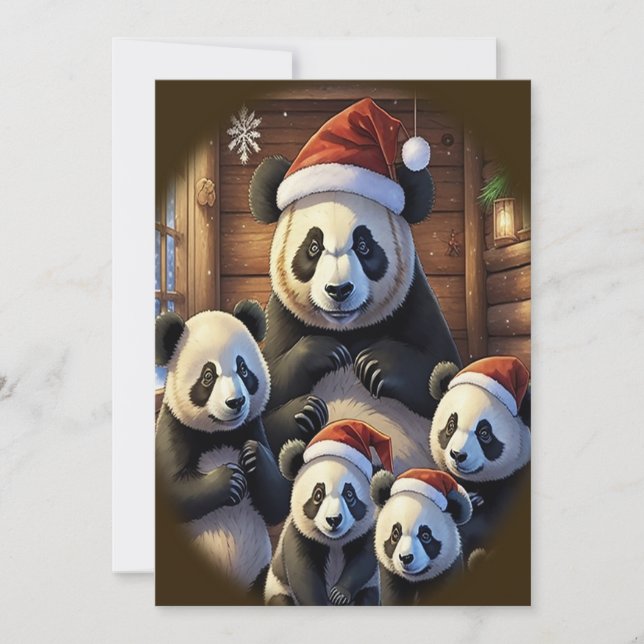 Panda Bear Christmas  Invitation (Front)