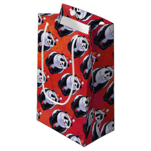 Panda Bear Christmas On Red Small Gift Bag