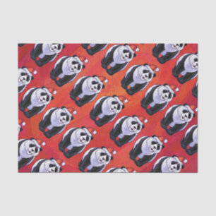 Panda Bear Christmas On Red Tissue Paper