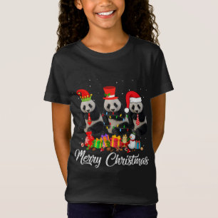 Panda Bear Christmas Pajama Tree Xmas Lights Anima T-Shirt