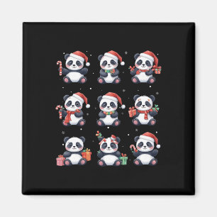 Panda Bear Christmas Santa Hat Funny Animal Lover Magnet