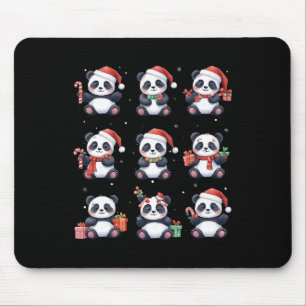 Panda Bear Christmas Santa Hat Funny Animal Lover Mouse Pad