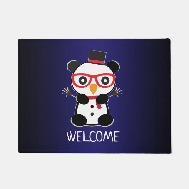 Panda Bear Christmas -  Snowman Panda Bear  Doormat (Front)