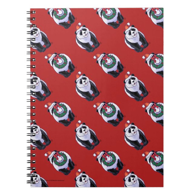 Panda Bear Christmas Spiral Notebook (Front)
