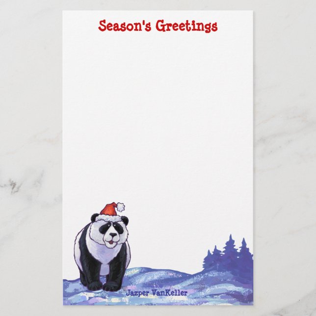 Panda Bear Christmas Stationery (Front)