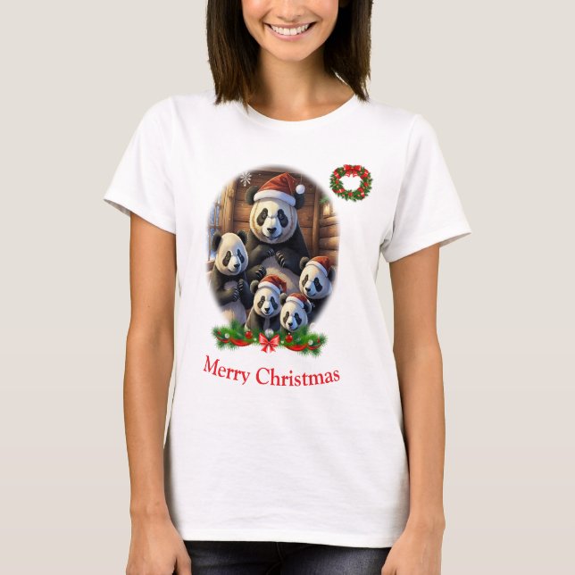 Panda Bear Christmas T-Shirt (Front)