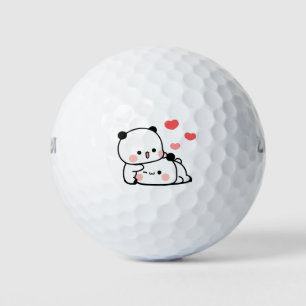 Panda bear couple, Cute bubu and dudu hugs love Golf Balls