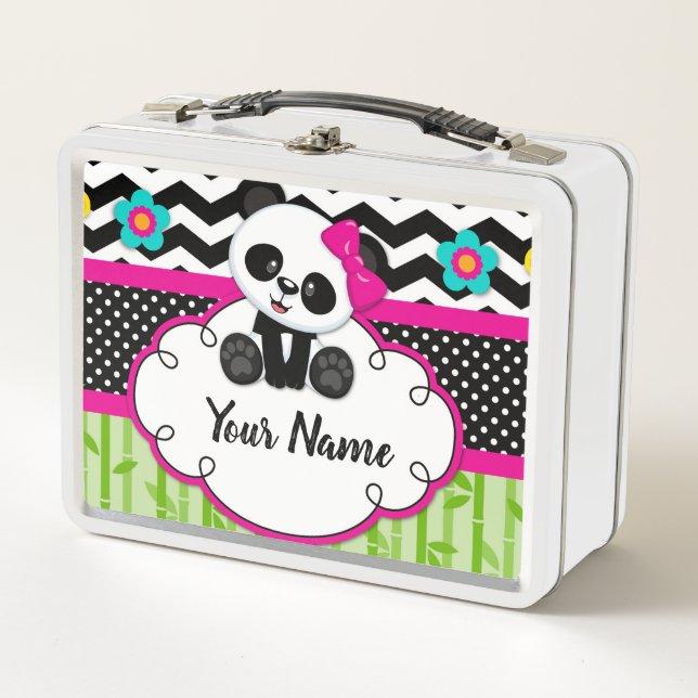 Panda Bear Custom Personalised Metal Lunch Box (Front)