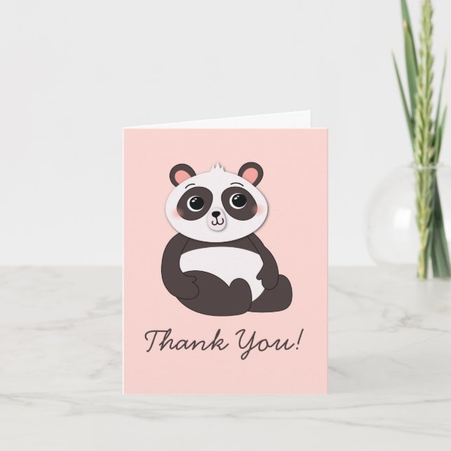 Panda Bear Cute Kid's Thank You Stationary Cards (Front)