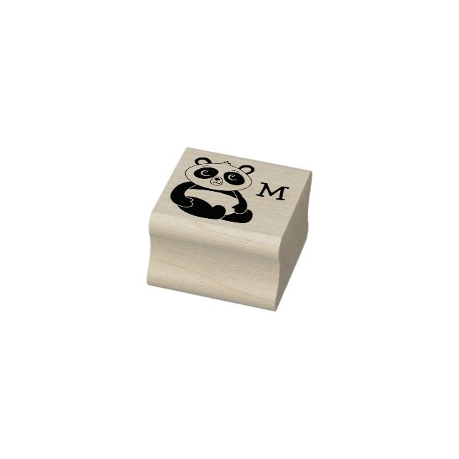 Panda Bear Cute Monogram Initial Rubber Stamp (Stamp)