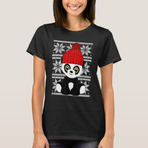 Panda Bear Cute Ugly Christmas Holiday Novelty T-Shirt