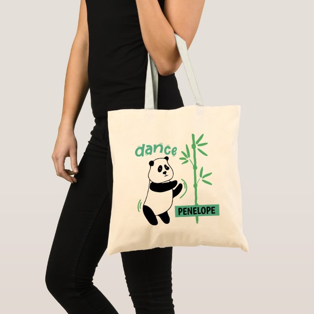 Panda Bear Dancing in Bamboo Tote Bag (Front (Product))