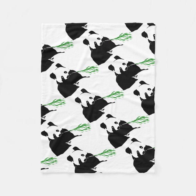 Panda Bear Design. Fleece Blanket (Front)