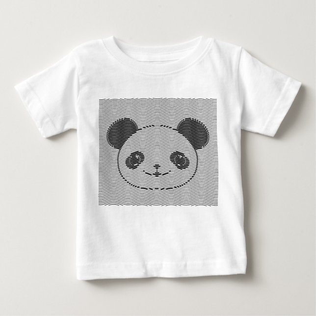 Panda Bear Face On Wave Pattern Baby T-Shirt (Front)