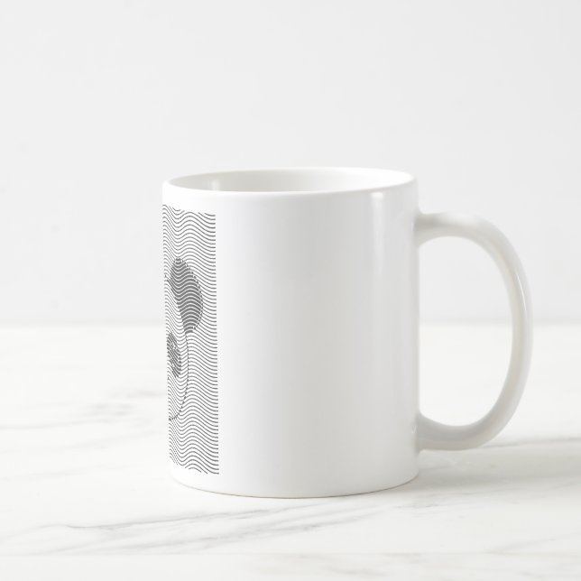 Panda Bear Face On Wave Pattern Coffee Mug (Right)