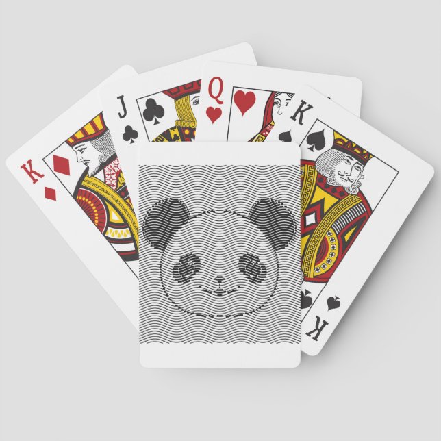 Panda Bear Face On Wave Pattern Playing Cards (Back)