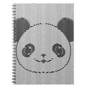 Panda Bear Face On Wave Pattern Spiral Notebook