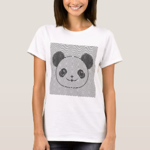 Panda Bear Face On Wave Pattern T-Shirt