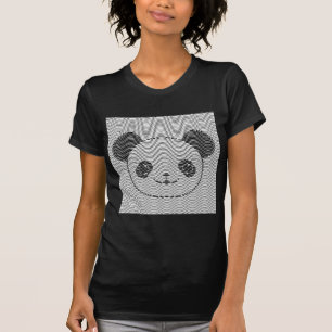 Panda Bear Face On Wave Pattern T-Shirt